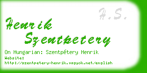henrik szentpetery business card